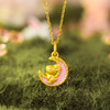 周六福珠宝月神兔黄金吊坠女款定价3D硬金玄月萌兔挂坠珐琅足金 商品缩略图2