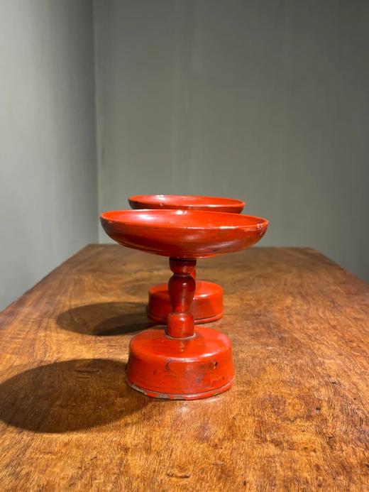 木胎红漆高足佛前供盘一对，顺丰包邮 商品图10