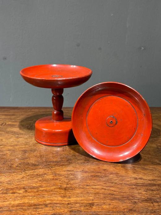 木胎红漆高足佛前供盘一对，顺丰包邮 商品图4