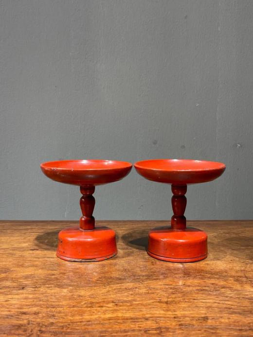 木胎红漆高足佛前供盘一对，顺丰包邮 商品图7