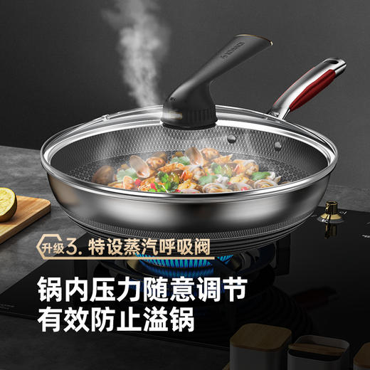 康巴赫旗舰店官方旗舰第五代蜂窝不粘锅抗菌不锈钢炒锅家用炒菜锅 商品图2