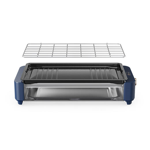 小熊电烤炉(接触烤架) DKL-E20G1 蓝色/烤网+烤盘/机械温控 商品图0