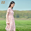 佐尔美2022夏季新款 桑蚕丝真丝乔其小碎花甜美连衣裙女E22LS52 商品缩略图4