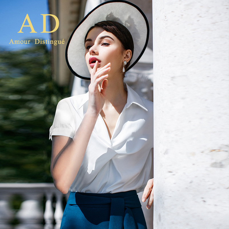 名媛小香风职业装长袖西装领衬衫ol时尚白色衬衣工作服女装春季