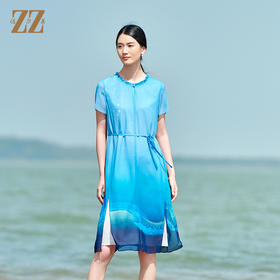 佐尔美2022夏季新款 桑蚕丝真丝乔其国风连衣裙女E22LS91