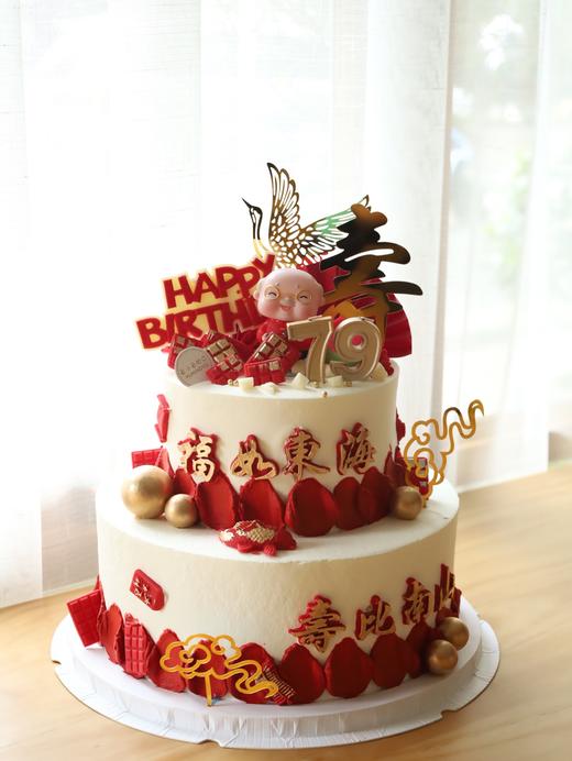 红色寿星爷爷祝寿（数字可以更改 图片是10+6双层蛋糕）） 商品图1