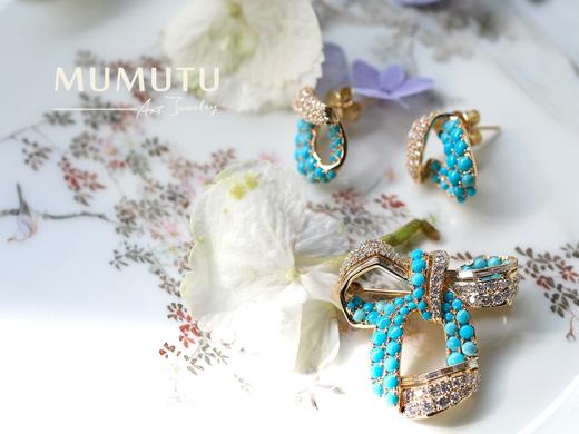 蝴蝶结绿松石胸针 商品图2