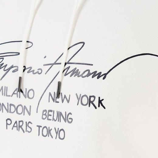 EMPORIO ARMANI 阿玛尼 男士棉质字母徽标连帽卫衣 白色 6K1M92 1JQKZ 0120 商品图2