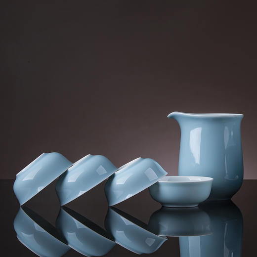 【宝瓷林】颜色釉6头功夫茶具天青/豆青/明黄/紫金/玫瑰红/祭蓝 商品图2