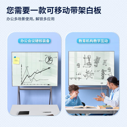 得力50070芭蕾支架磁性玻璃白板1200*900mm(灰色)(块) 商品图3