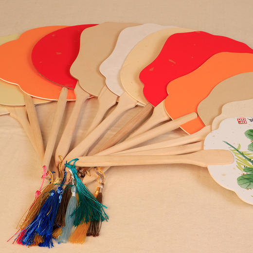 【庆学堂】 空白团扇 自由diy 50多种款式颜色随机发 配流苏 商品图2