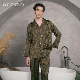 Solo seta22姆米重磅真丝睡衣套装长袖桑蚕丝家居服男奢华丝绸秋冬