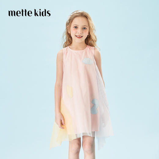 mettekids儿童裙子2022夏季新款女孩洋气时髦网纱女童背心连衣服 商品图0