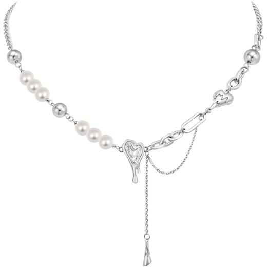 ZEGL爱心拼接项链女轻奢小众高级感人造珍珠锁骨链配饰2022年新款 商品图4