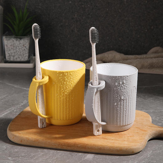 【积分换购】美丽雅条纹双色漱口杯家用情侣款简约牙刷杯 商品图4