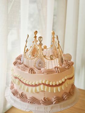 复古粉色系皇冠蛋糕