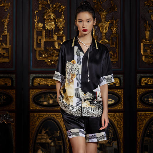 皇锦 兰亭国潮国风印花衬衫HJ21403 商品图3