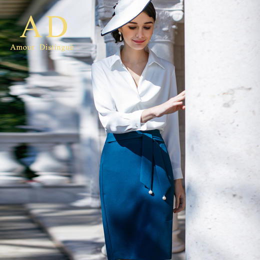 名媛小香风职业装长袖西装领衬衫ol时尚白色衬衣工作服女装春季 商品图4