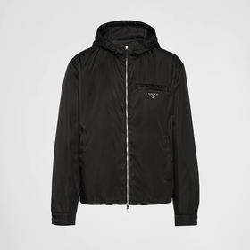 PRADA 普拉达 男士 Re-Nylon 再生尼龙珐琅金属三角形徽标连帽外套 黑色 SGB685 1WQ8 F0002