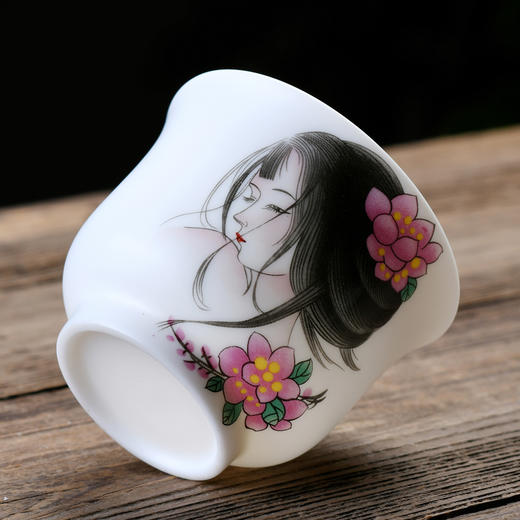 【温润如脂 洁白如玉】珍瓷窑 羊脂玉 古典美人 主人杯 礼盒装 商品图3