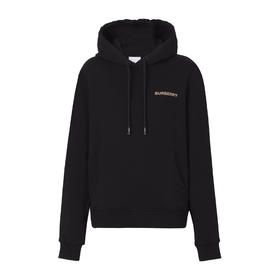 BURBERRY 巴宝莉 女士棉质小鹿嵌花字母标志印花连帽卫衣 黑色 8049459 A1189