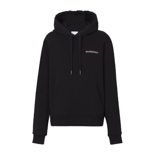 BURBERRY 巴宝莉 女士棉质小鹿嵌花字母标志印花连帽卫衣 黑色 8049459 A1189 商品图0