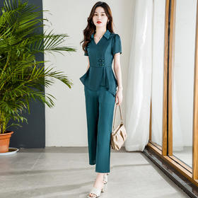 YWE FC1865贵夫人高档两件套装优雅短袖T恤休闲裤