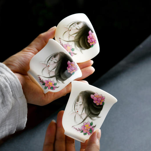 【温润如脂 洁白如玉】珍瓷窑 羊脂玉 古典美人 主人杯 礼盒装 商品图7