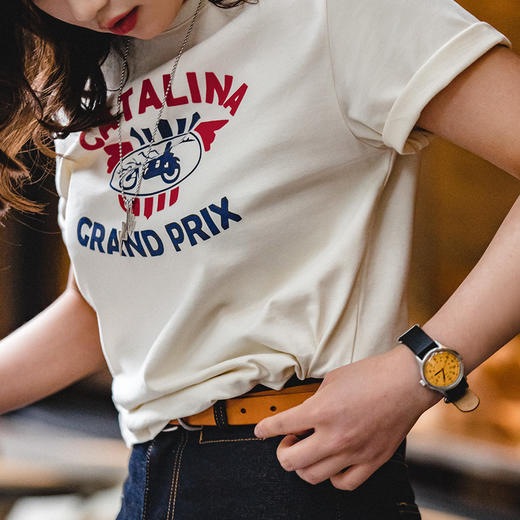 马登女装 美式复古街头纯棉字母印花夏季短袖正肩宽松设计感T恤女 商品图3