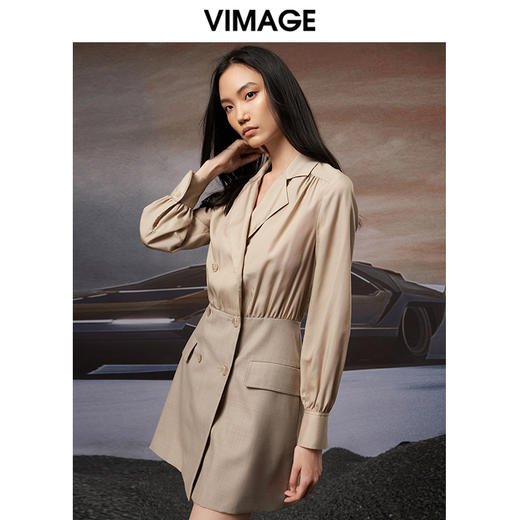 VIMAGE纬漫纪秋季新款洋气收腰显瘦连衣裙V1807413 商品图3