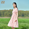 佐尔美2022夏季新款 桑蚕丝真丝乔其小碎花甜美连衣裙女E22LS52 商品缩略图1