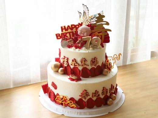 红色寿星爷爷祝寿（数字可以更改 图片是10+6双层蛋糕）） 商品图4