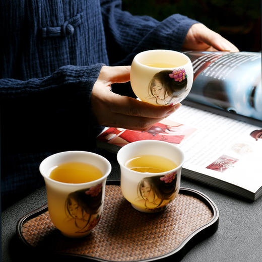 【温润如脂 洁白如玉】珍瓷窑 羊脂玉 古典美人 主人杯 礼盒装 商品图10