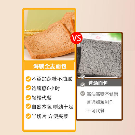 海鹏全麦无糖饱腹减脂早餐吐司片70g*6枚 商品图2
