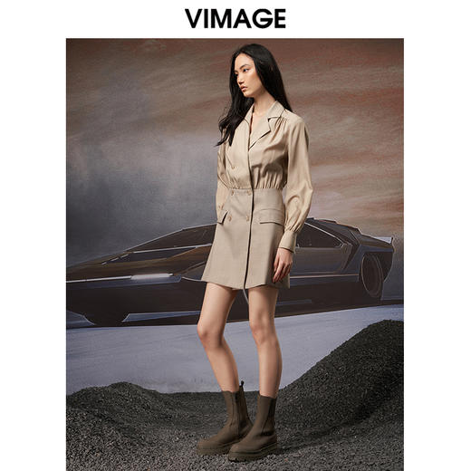 VIMAGE纬漫纪秋季新款洋气收腰显瘦连衣裙V1807413 商品图1