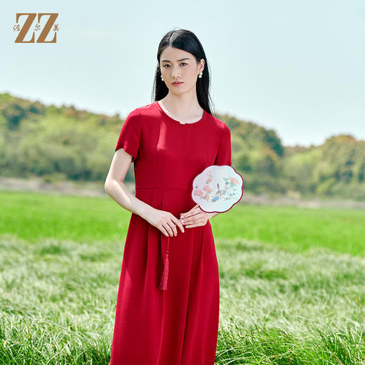佐尔美夏季新款 桑蚕丝真丝重绉连衣裙女E22LS75 商品图0