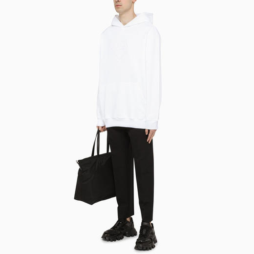 PRADA 普拉达 男士棉质标志性织物三角徽标连帽卫衣 白色 UJL185 1ZX4 F0009 商品图3