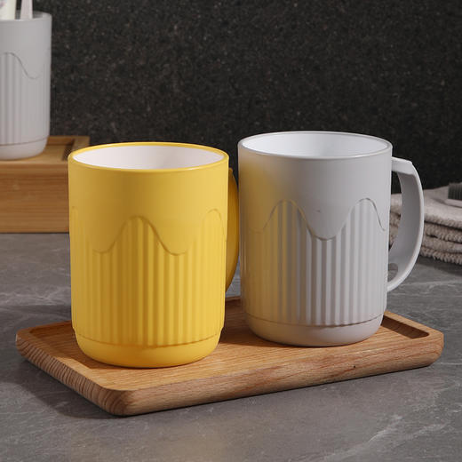 【积分换购】美丽雅条纹双色漱口杯家用情侣款简约牙刷杯 商品图2