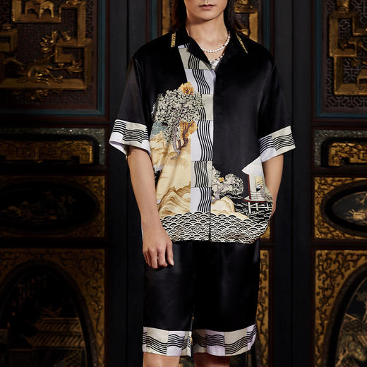 皇锦 兰亭国潮国风印花衬衫HJ21403 商品图4