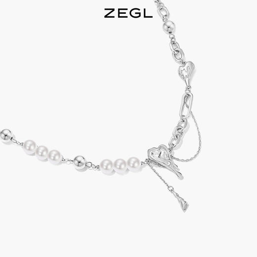 ZEGL爱心拼接项链女轻奢小众高级感人造珍珠锁骨链配饰2022年新款 商品图3