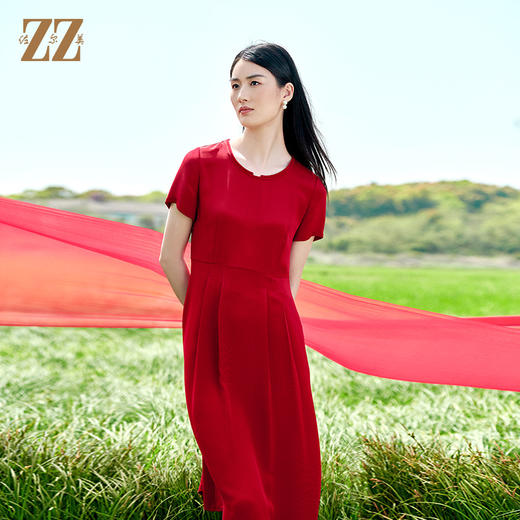 佐尔美夏季新款 桑蚕丝真丝重绉连衣裙女E22LS75 商品图3