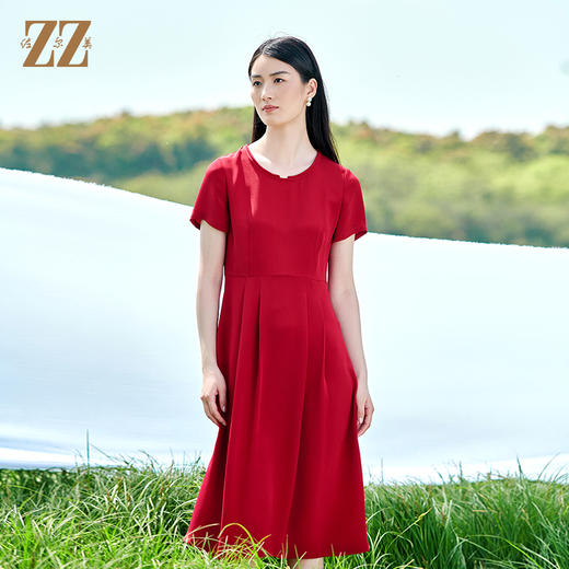 佐尔美夏季新款 桑蚕丝真丝重绉连衣裙女E22LS75 商品图2