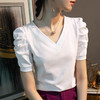 泡泡袖短袖t恤女夏季2022设计感白色薄款显瘦体恤纯棉上衣 YYM8570 商品缩略图0