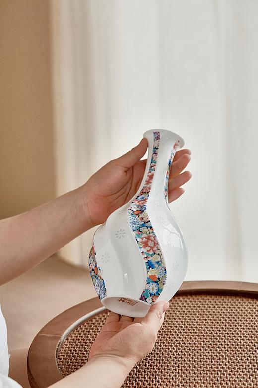 富玉玲珑花瓶卧室陶瓷器中式居家装饰品花瓶家用-万花螺旋瓶 商品图1