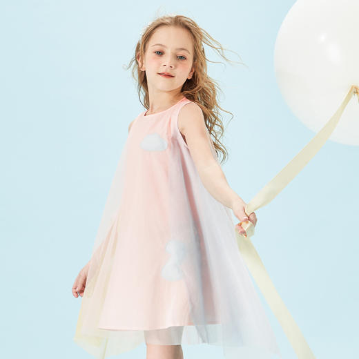 mettekids儿童裙子2022夏季新款女孩洋气时髦网纱女童背心连衣服 商品图3