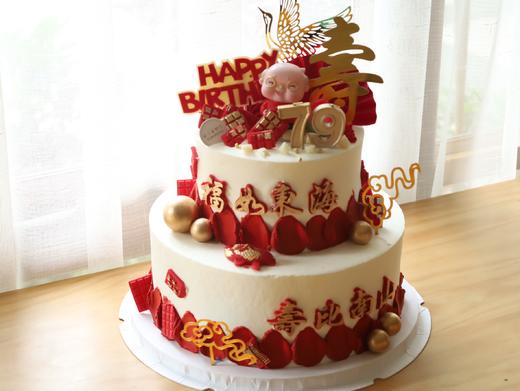 红色寿星爷爷祝寿（数字可以更改 图片是10+6双层蛋糕）） 商品图3