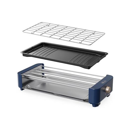 小熊电烤炉(接触烤架) DKL-E20G1 蓝色/烤网+烤盘/机械温控 商品图1