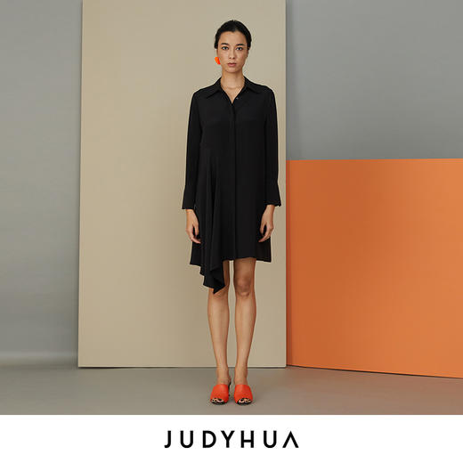 JUDYHUA 斜裁拼接设计衬衫裙 商品图4