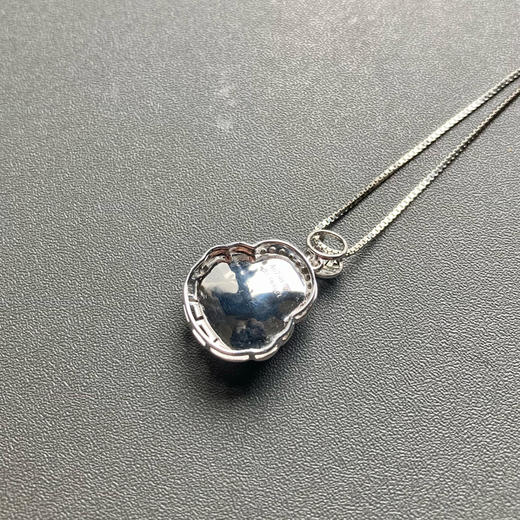 高冰种湖水绿翡翠弥勒佛18k白金钻石镶嵌 商品图6