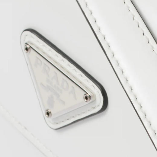 PRADA 普拉达 女士 Cleo 翻盖拉绒皮革珐琅金属三角形徽标单肩包 白色 1BD311 ZO6 F0PG7 OOO 商品图3